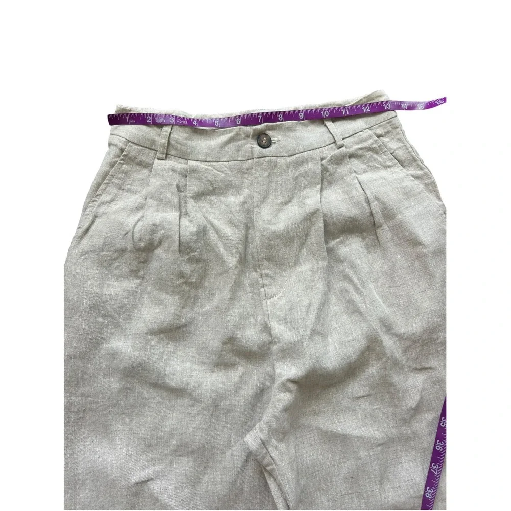 Reformation Natural Beige Linen Pleated Wide Leg High Rise Pants Womens Size 6